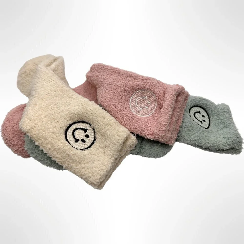 Smiley Socks - Pink - Ivory - Blue/Gray - Picture 2 of 2